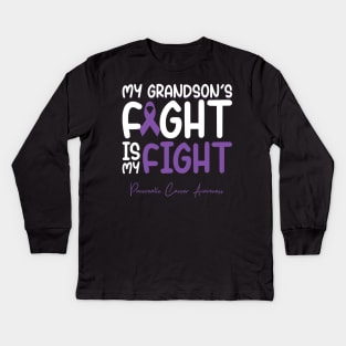 My Grandsons Fight Is My Fight Pancreatic Cancer Awareness Kids Long Sleeve T-Shirt